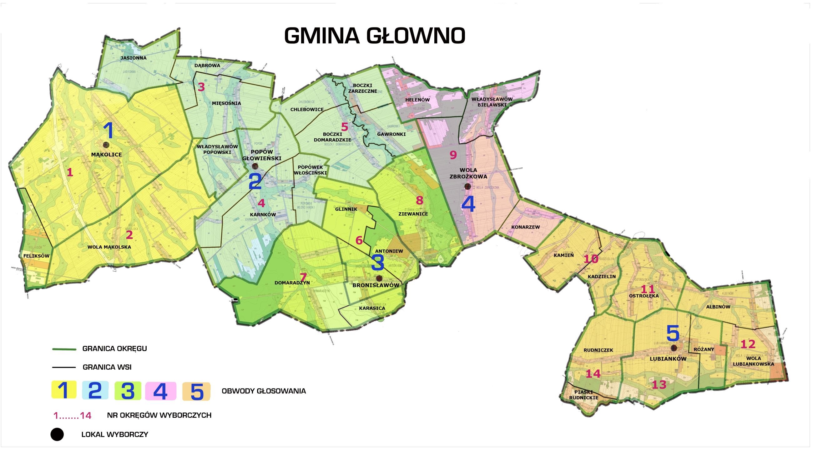 Podział na okręgi głosowania - mapa